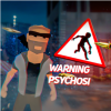 City of Psychos gameplay featuring a terrifying atmosphere stalking a player through dark, abandoned city streets in an immersive horror game on scary-games.com
