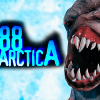 A survivor aiming a shotgun at an alien mutant creature in the snow in Antarctica 88